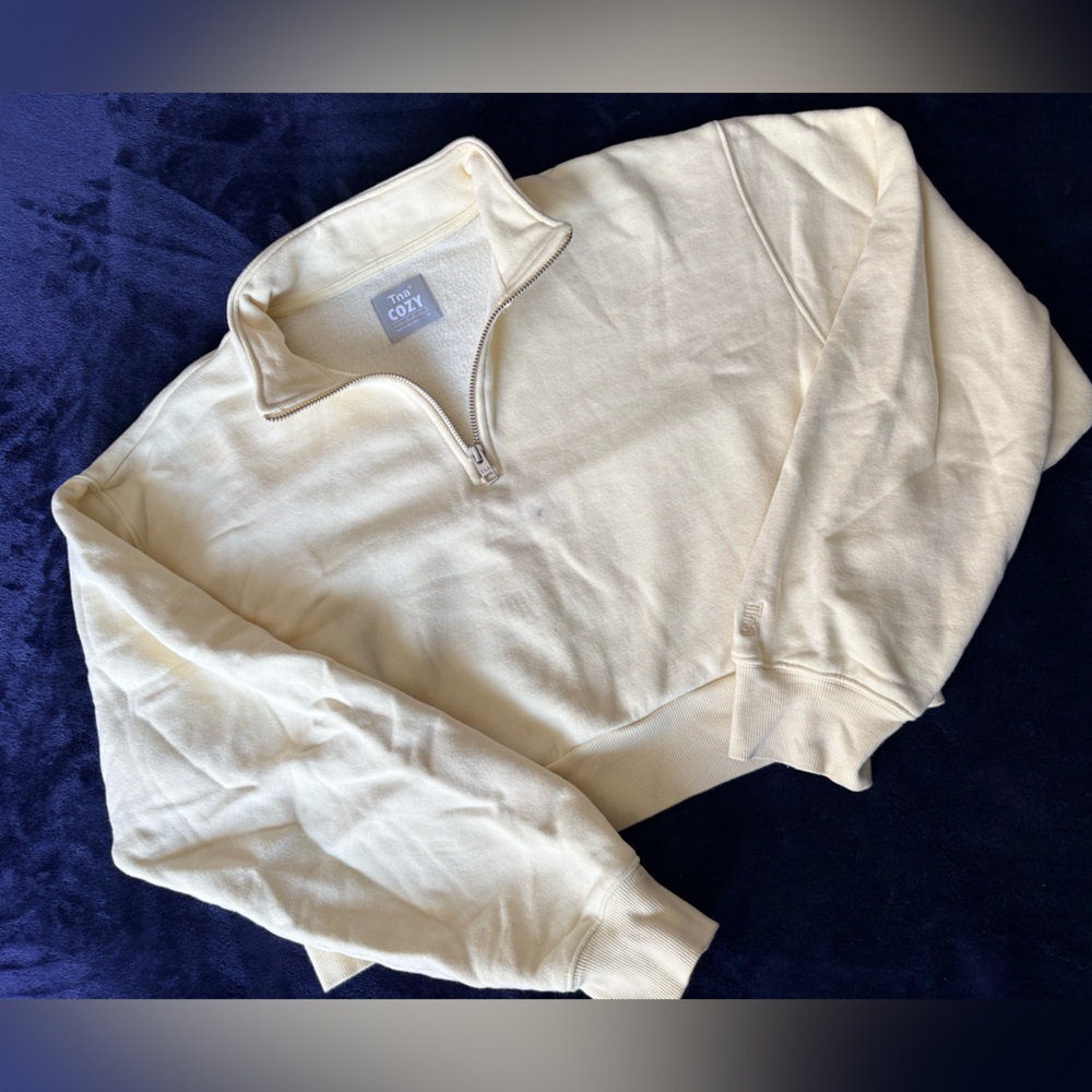 TNA Cropped Quarter Zip Sweater